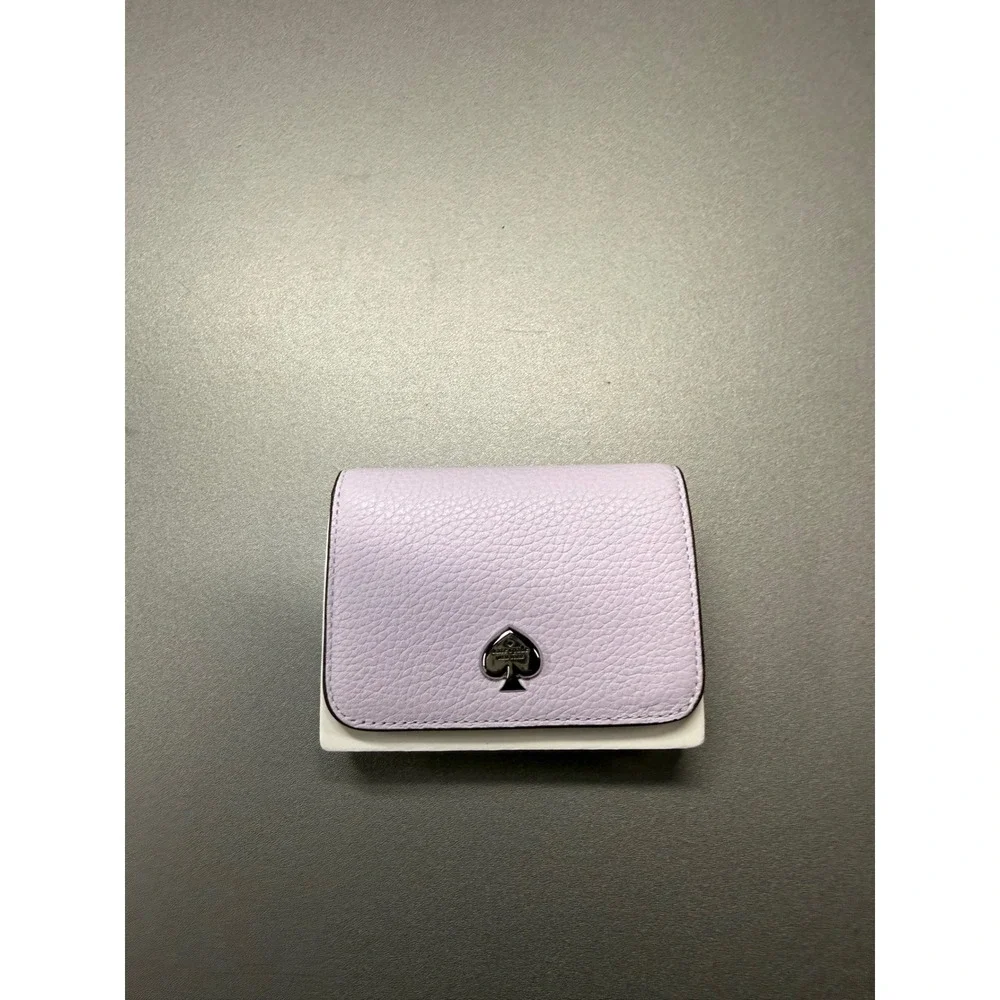 Kate Spade Kayla Pebbled Leather Small L-Zip Bifold Wallet Light Froz KK056 - Picture 4 of 9